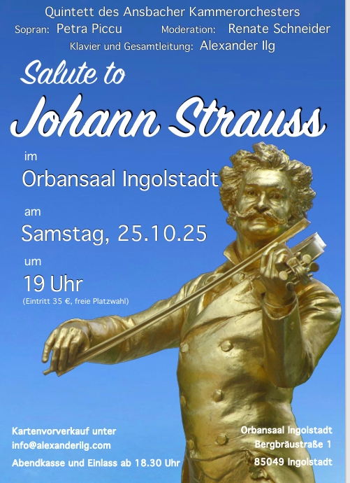 „Salute to Johann Strauss“ am 25.10. im Orbansaal Ingolstadt
